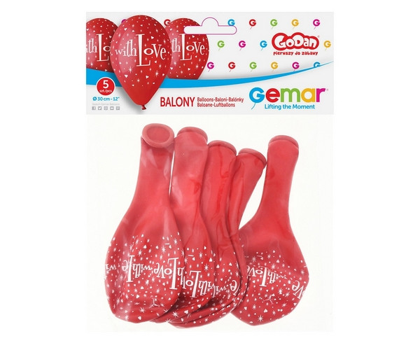 Balony premium " With Love" 12"  /5szt/Godan